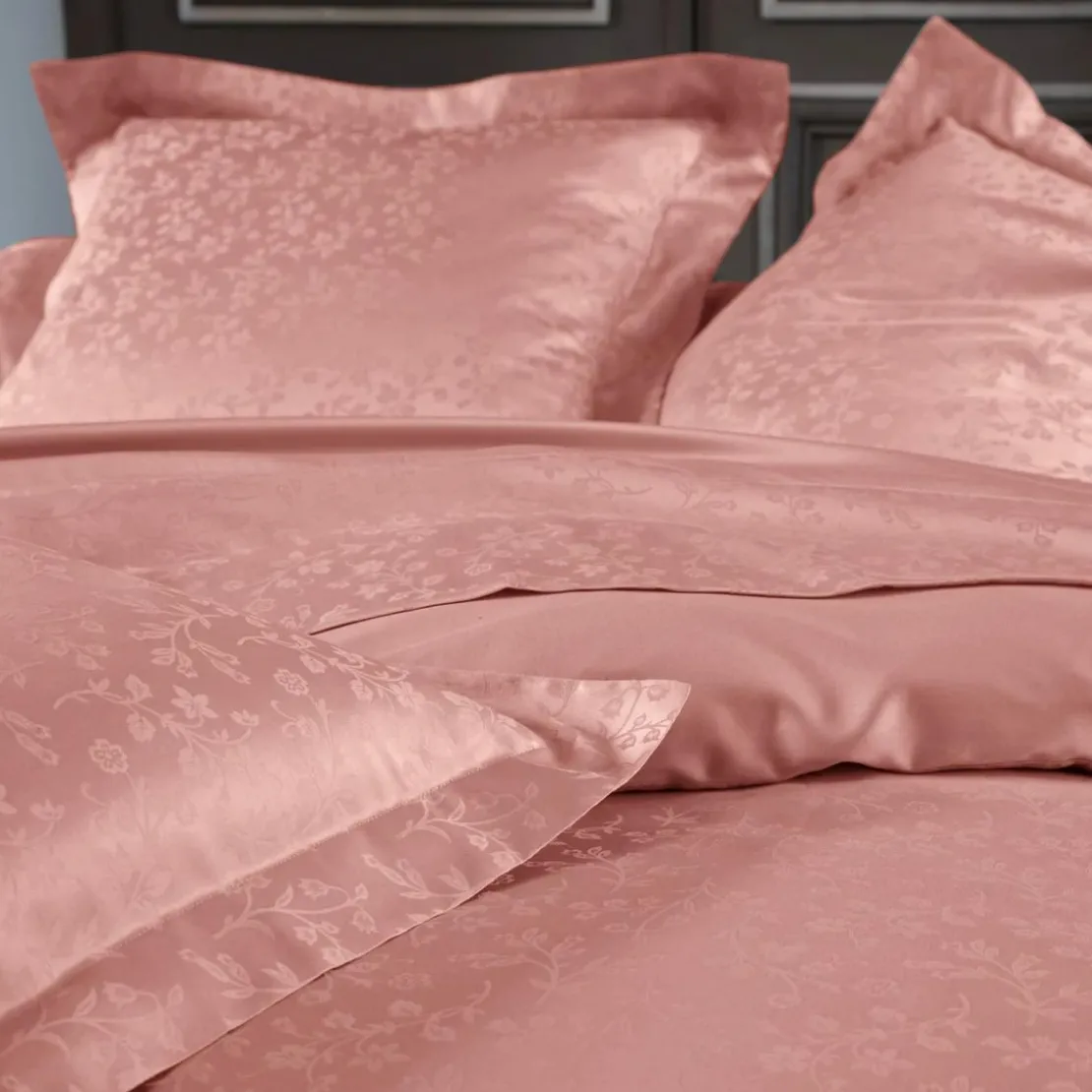 BecquetHousse de couette réversible en satin de coton rose poudré - SUZANNA