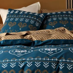 BecquetHousse de couette réversible en coton bleu - RECIT D'HIVER