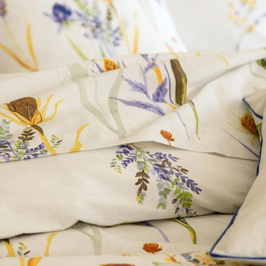 BecquetHousse de couette réversible en percale de coton écrue à motif floral - ALBA
