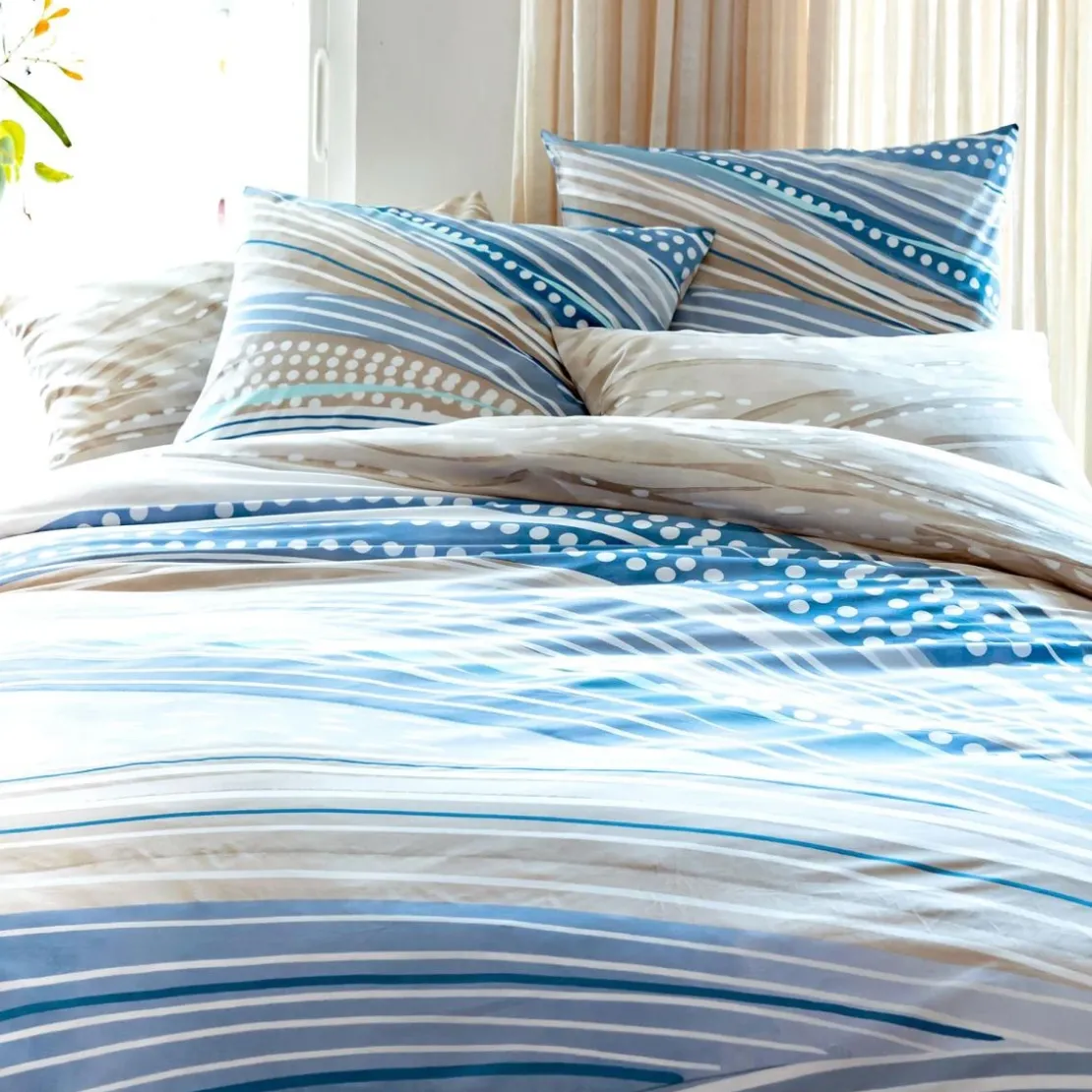 BecquetHousse de couette réversible en coton bleu - PACIFIQUE