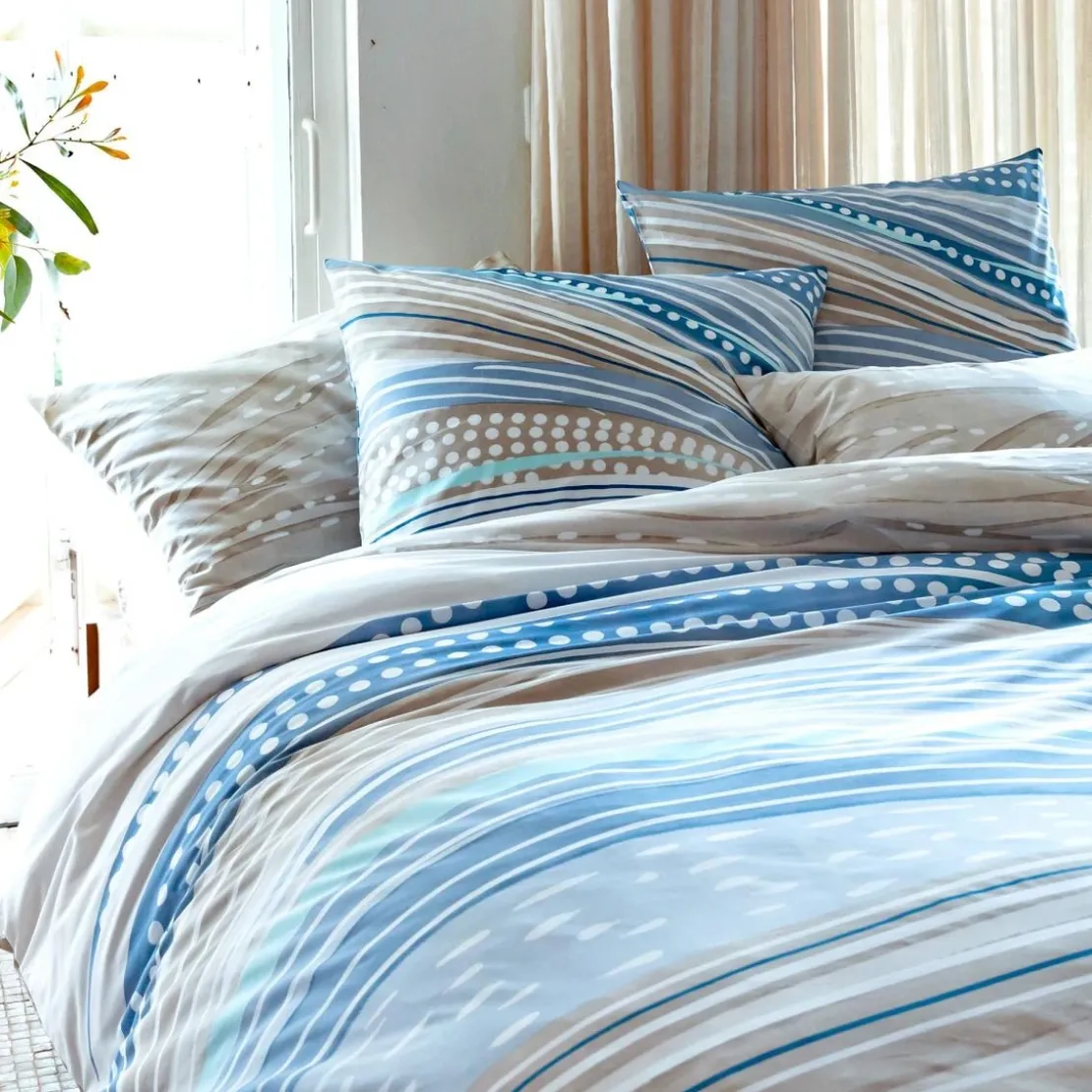 BecquetHousse de couette réversible en coton bleu - PACIFIQUE