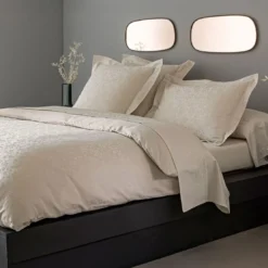 BecquetHousse de couette réversible en satin de coton beige - SUZANNA