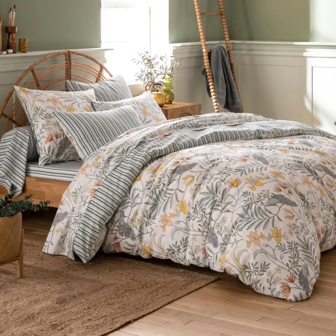 BecquetHousse de couette réversible en coton blanc cassé - PAVANER