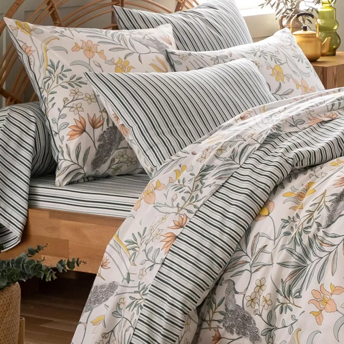 BecquetHousse de couette réversible en coton blanc cassé - PAVANER