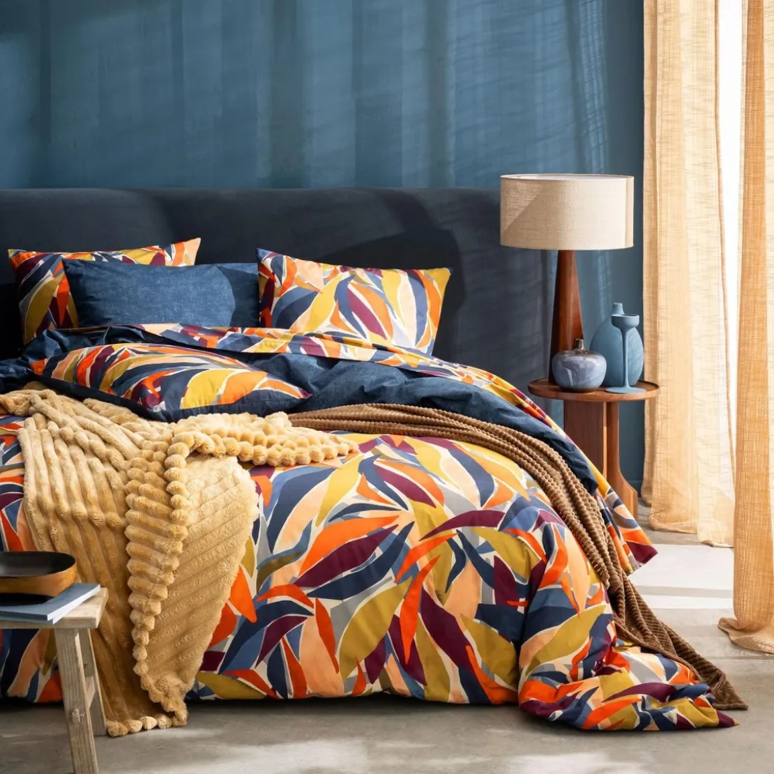 BecquetHousse de couette réversible en percale de coton multicolore à motif tropical - PIA