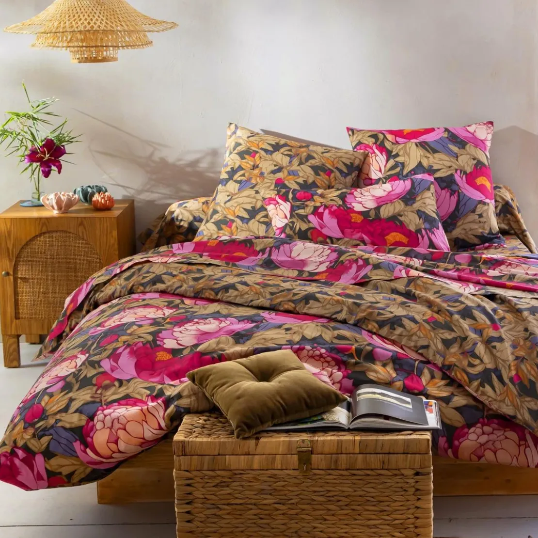 BecquetHousse de couette réversible en coton rose - ESPRIT FLORAL