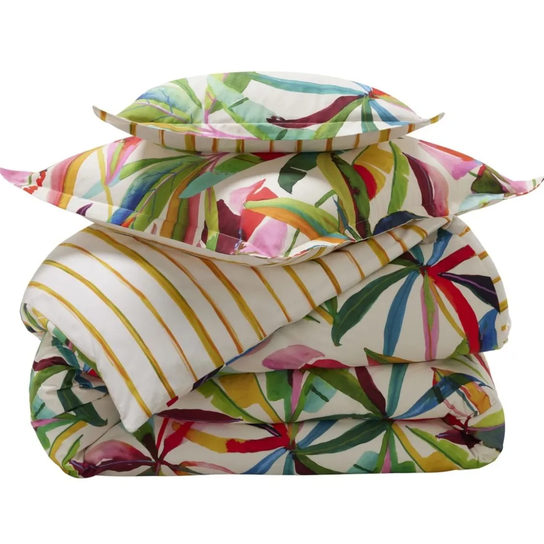 BecquetHousse de couette réversible en coton écru à motif tropical multicolore - IPANEMA