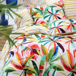 BecquetHousse de couette réversible en coton écru à motif tropical multicolore - IPANEMA