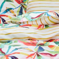 BecquetHousse de couette réversible en coton écru à motif tropical multicolore - IPANEMA