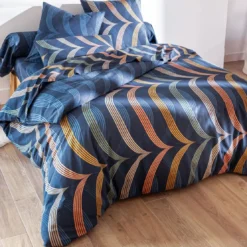 BecquetHousse de couette réversible en coton bleu marine - SPORTY CHIC