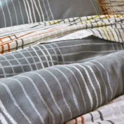 BecquetHousse de couette réversible en flanelle écru à rayures et carreaux - NOA