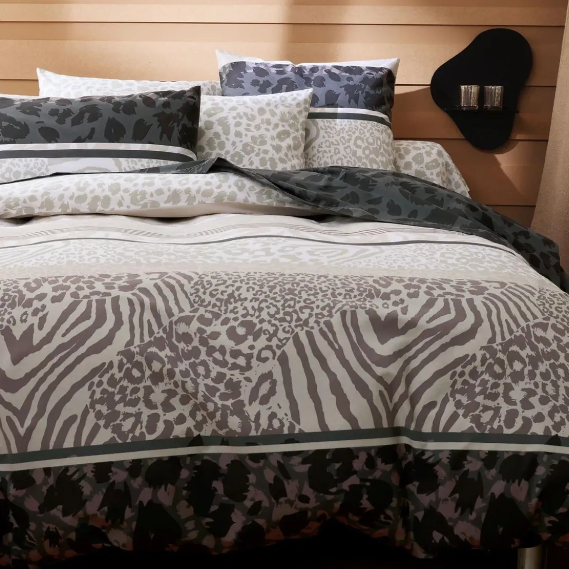 BecquetHousse de couette réversible en polycoton blanc cassé à motif léopard - ZEBRA