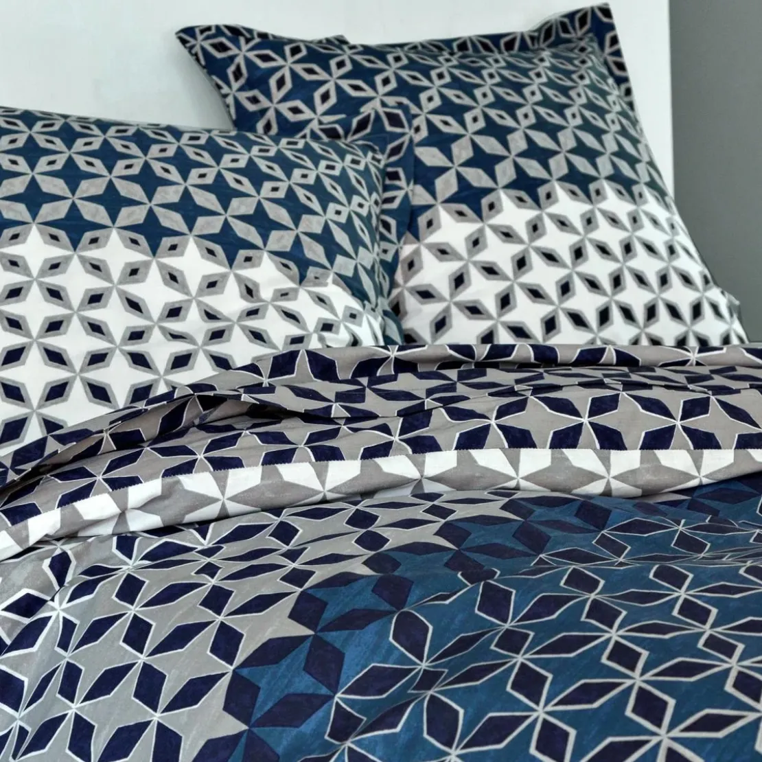 BecquetHousse de couette réversible en coton gris- THIBAULT