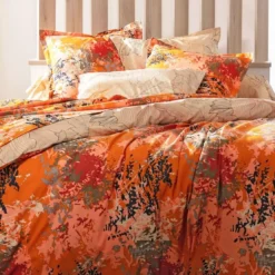 BecquetHousse de couette réversible en coton orange - JULLIETTE