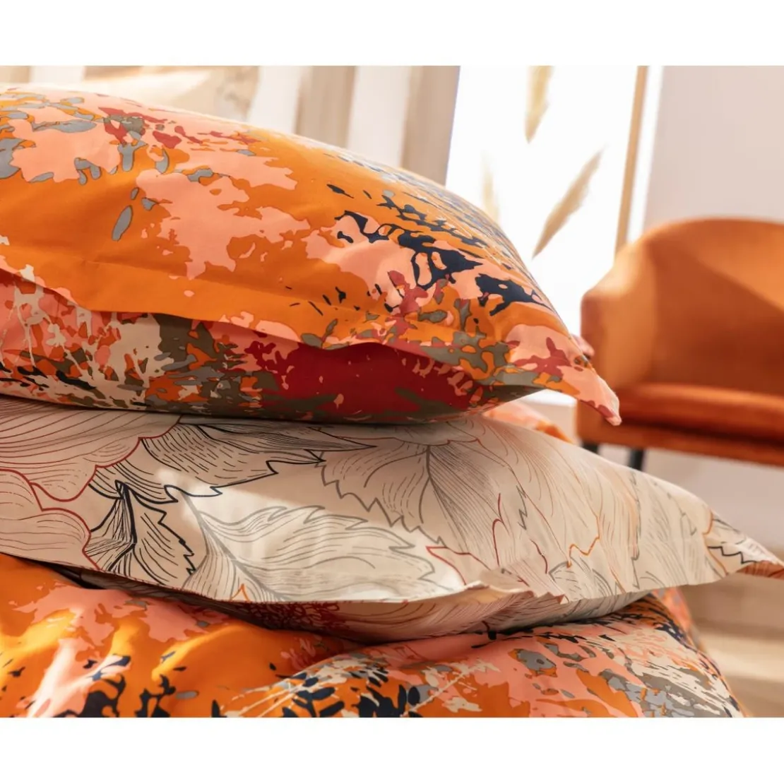BecquetHousse de couette réversible en coton orange - JULLIETTE