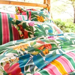 BecquetHousse de couette réversible en coton blanche à motif tropical - BRESIL