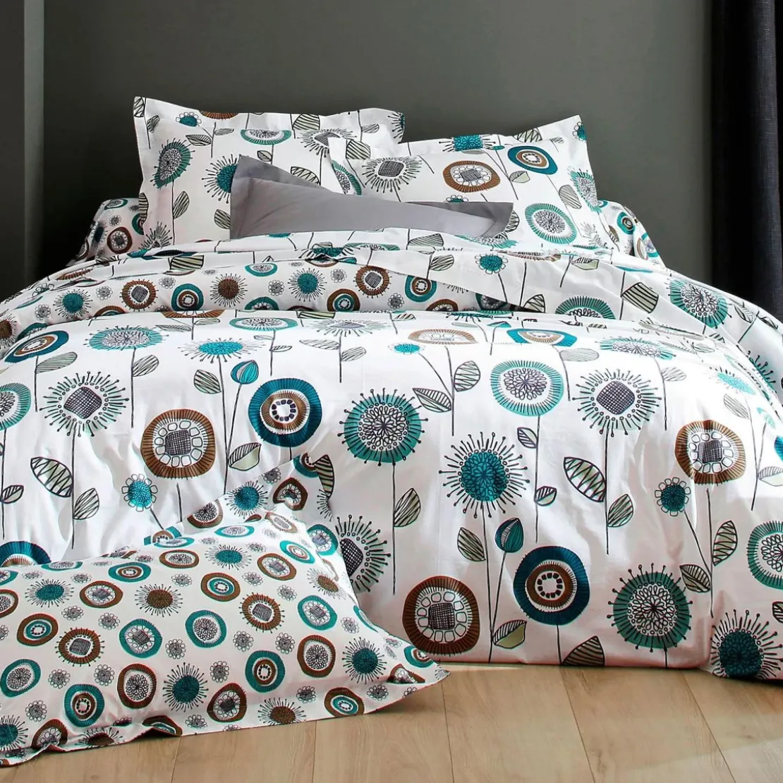 BecquetHousse de couette révérsible en coton blanche à motif floral - FIFTY