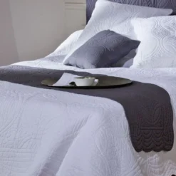 BecquetHousse de coussin boutis en coton BAILLARGUES blanc