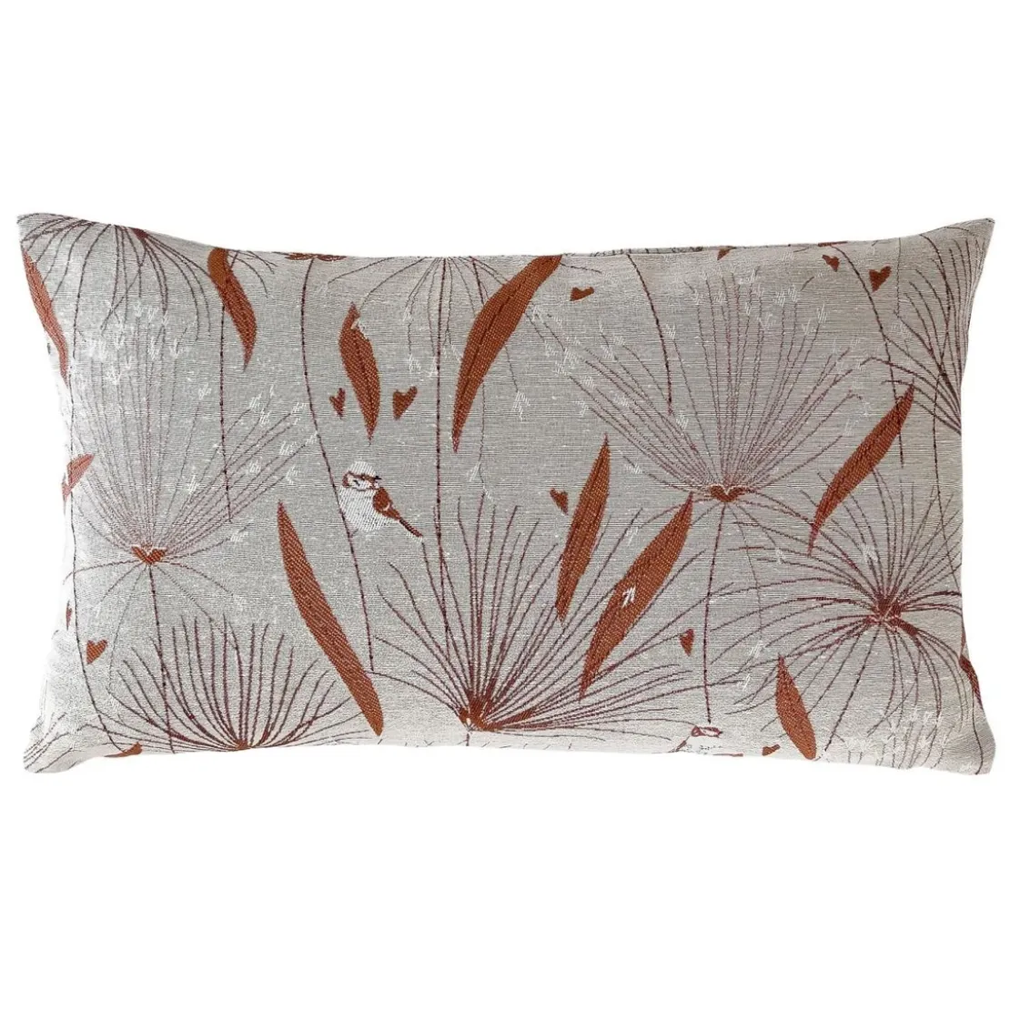 BecquetHousse de coussin en coton écru à motif floral rouge tomette - MIYAJIMA