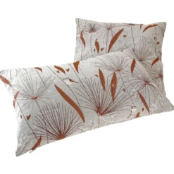 BecquetHousse de coussin en coton écru à motif floral rouge tomette - MIYAJIMA