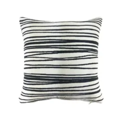 BecquetHousse de coussin en polyester écru à rayures noires - CHARLINE