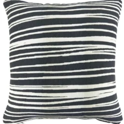 BecquetHousse de coussin en polyester écru à rayures noires - CHARLINE