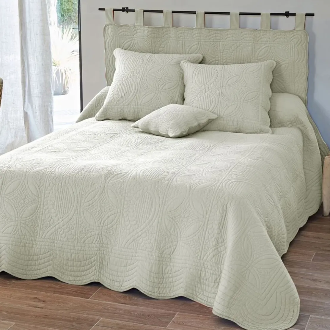 BecquetHousse de coussin, housse oreiller boutis en coton BAILLARGUES - écru