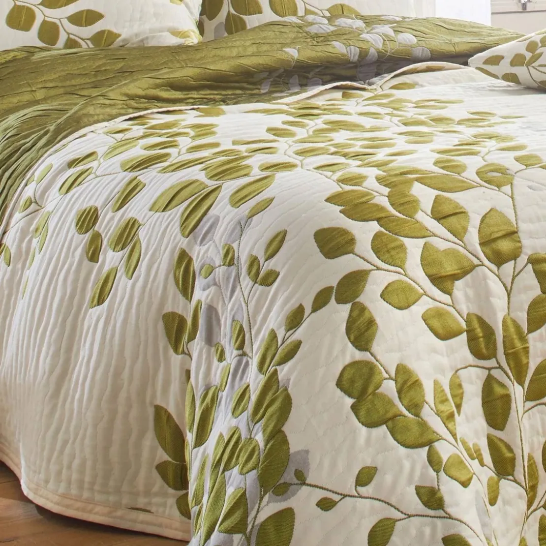 BecquetHousse de coussin jacquard motif végétal FANNY - Vert