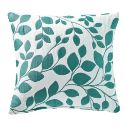 BecquetHousse de coussin jacquard motif végétal FANNY - Turquoise