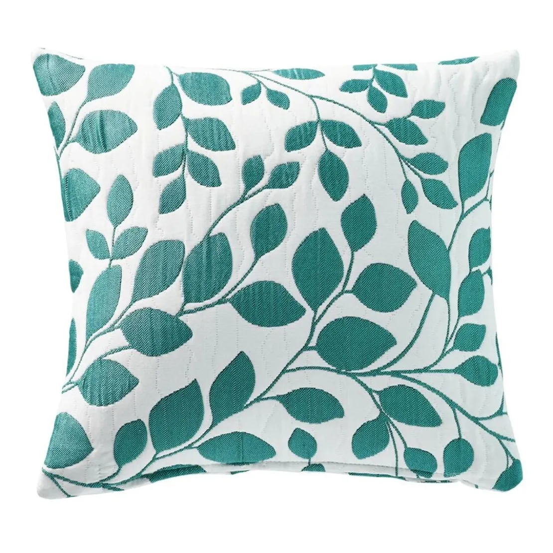 BecquetHousse de coussin jacquard motif végétal FANNY - Turquoise