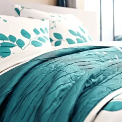 BecquetHousse de coussin jacquard motif végétal FANNY - Turquoise
