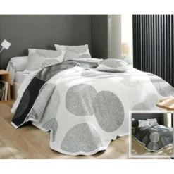 BecquetHousse de coussin motif bulles - Pois Gris Perle