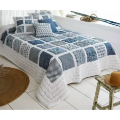 BecquetHousse de coussin MYKONOS bleue en coton