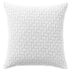 BecquetHousse de coussin, oreiller tissé en coton jacquard floqué CL.LADRI - Blanc