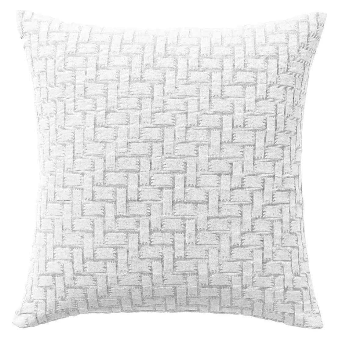 BecquetHousse de coussin, oreiller tissé en coton jacquard floqué CL.LADRI - Blanc