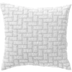 BecquetHousse de coussin, oreiller tissé en coton jacquard floqué CL.LADRI - Blanc