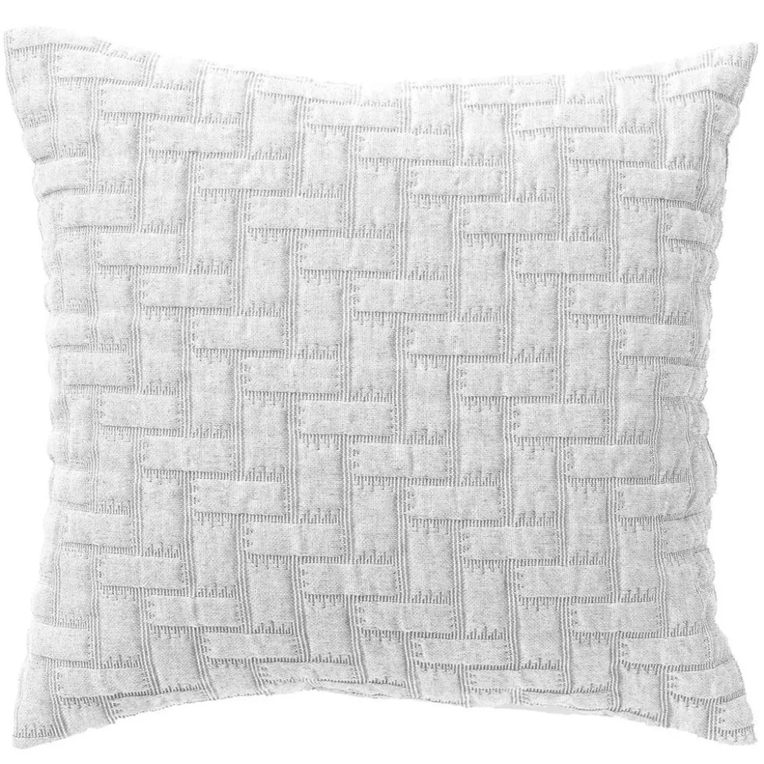 BecquetHousse de coussin, oreiller tissé en coton jacquard floqué CL.LADRI - Blanc
