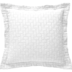 BecquetHousse de coussin, oreiller tissé en coton jacquard floqué CL.LADRI - Blanc