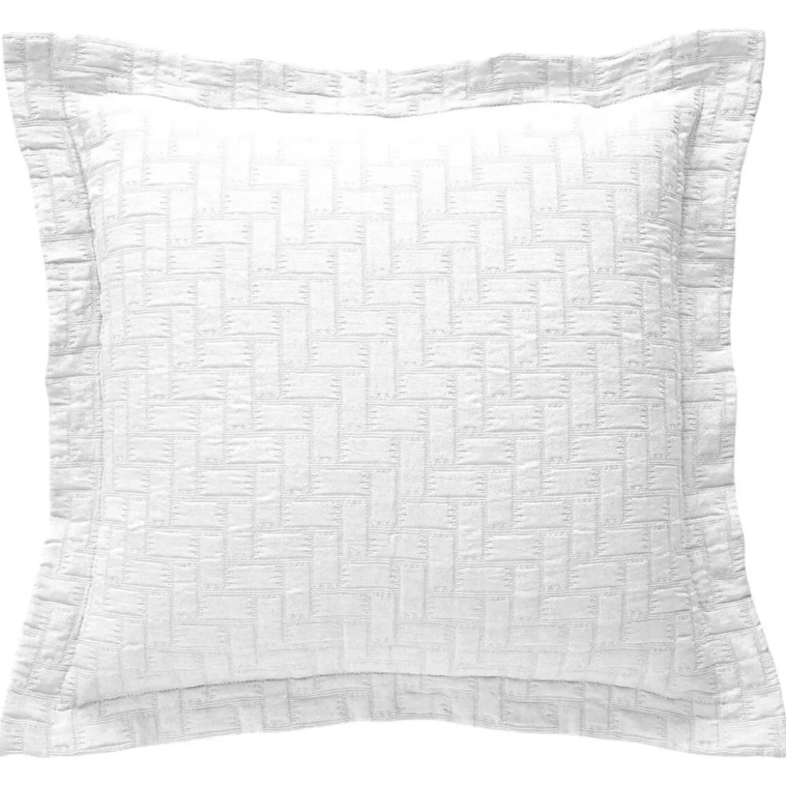 BecquetHousse de coussin, oreiller tissé en coton jacquard floqué CL.LADRI - Blanc