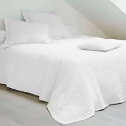 BecquetHousse de coussin, oreiller tissé en coton jacquard floqué CL.LADRI - Blanc