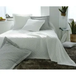 BecquetHousse de coussin, oreiller tissé en coton jacquard floqué CL.LADRI - Blanc