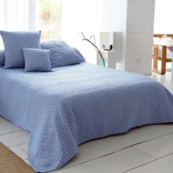 BecquetHousse de coussin, oreiller en coton tissé jacquard CL.LADRI Bleue