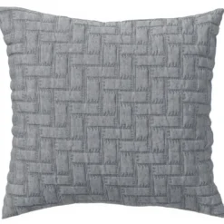 BecquetHousse de coussin, oreiller tissé en coton jacquard floqué CL.LADRI - gris perle