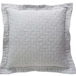 BecquetHousse de coussin, oreiller tissé en coton jacquard floqué CL.LADRI - gris perle