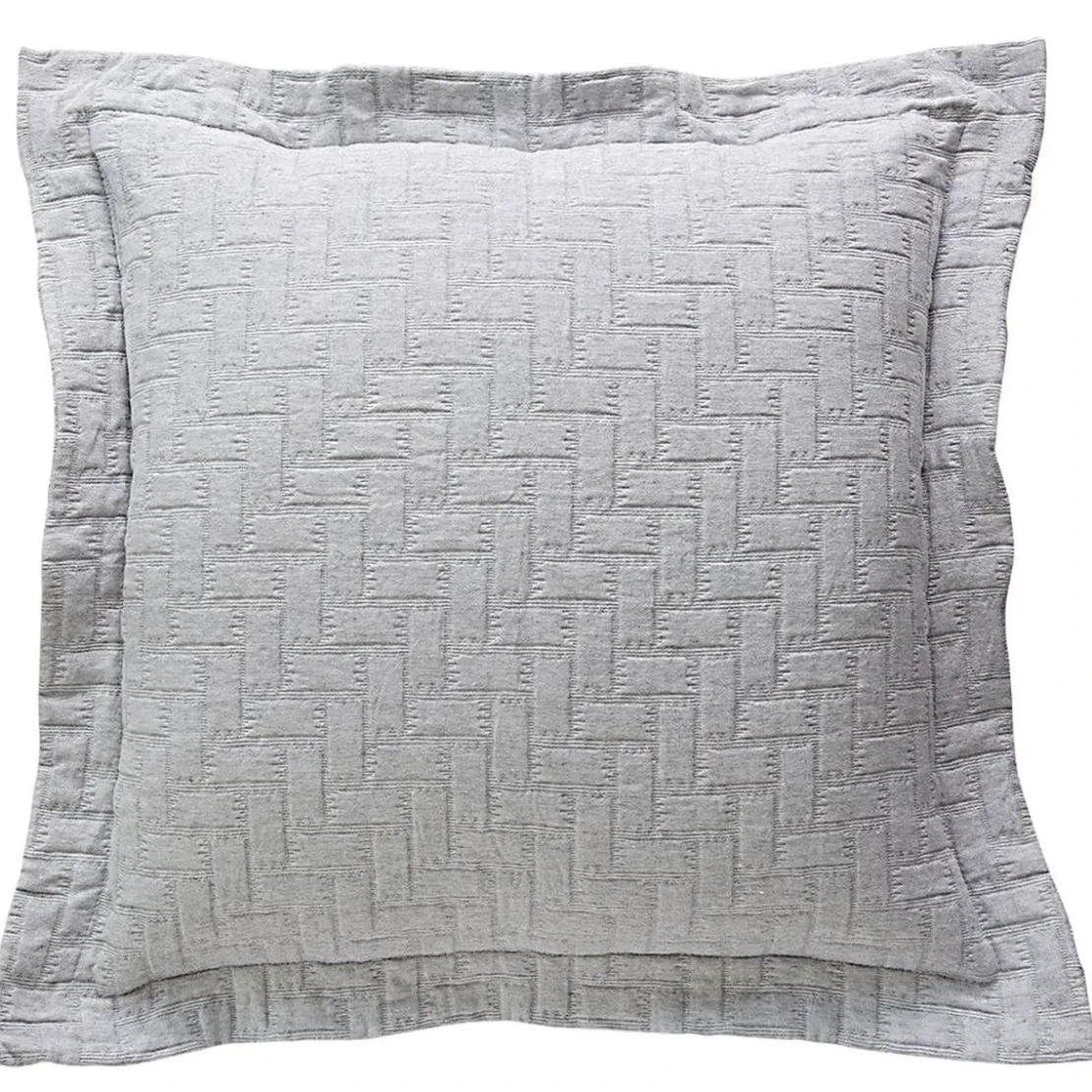 BecquetHousse de coussin, oreiller tissé en coton jacquard floqué CL.LADRI - gris perle