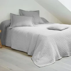BecquetHousse de coussin, oreiller tissé en coton jacquard floqué CL.LADRI - gris perle