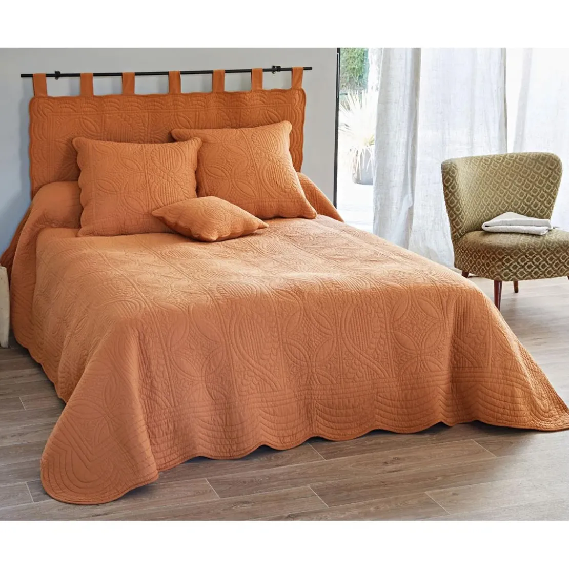 BecquetHousse de coussin ou d'oreiller matelassée en coton caramel - BAILLARGUES