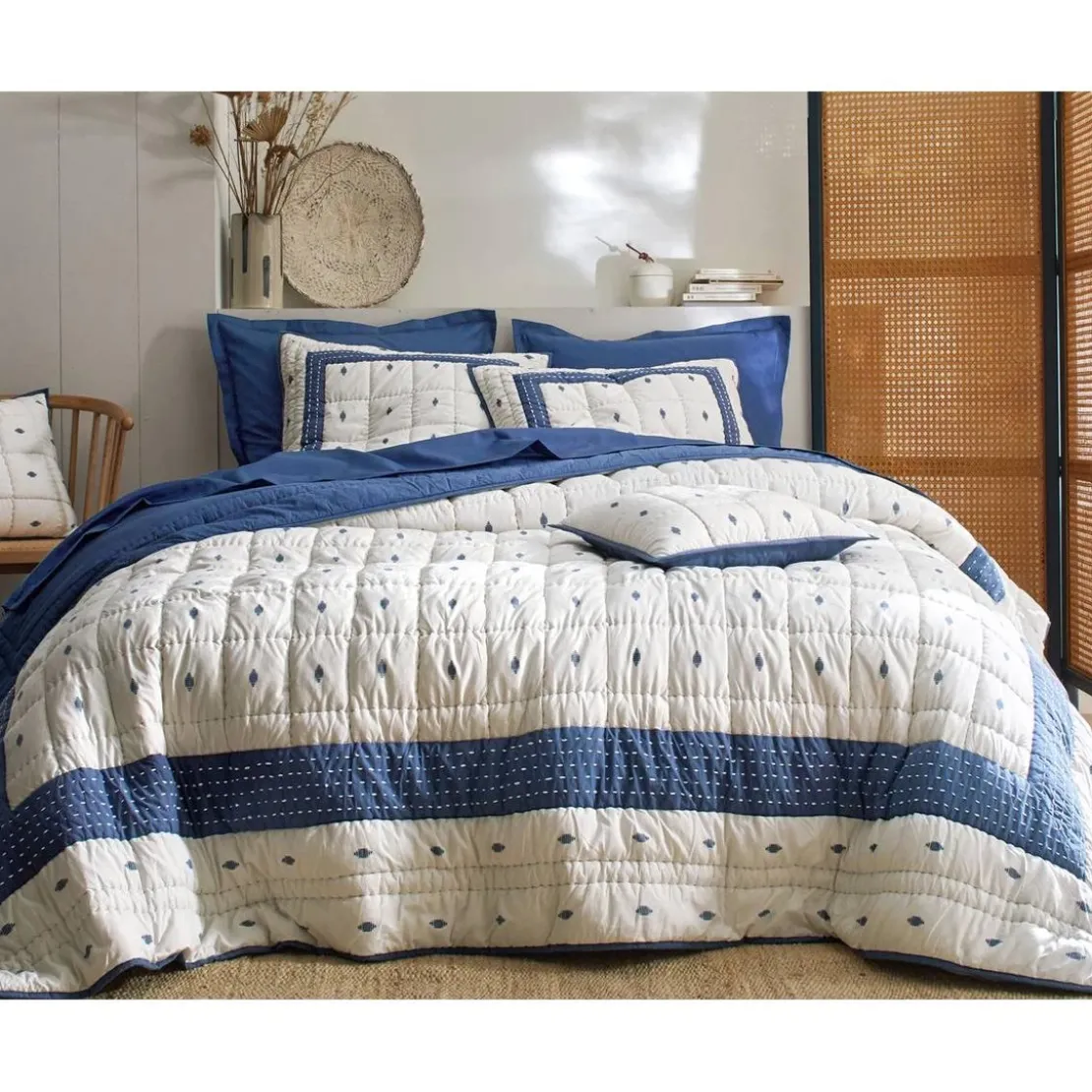 BecquetHousse de coussinVENCE bleu en coton