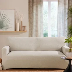 BecquetHousse de fauteuil bi-extensibles CORA BI - blanc écru