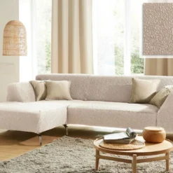 BecquetHousse de Fauteuil Extensible tissu bouclette ROC Beige Crème